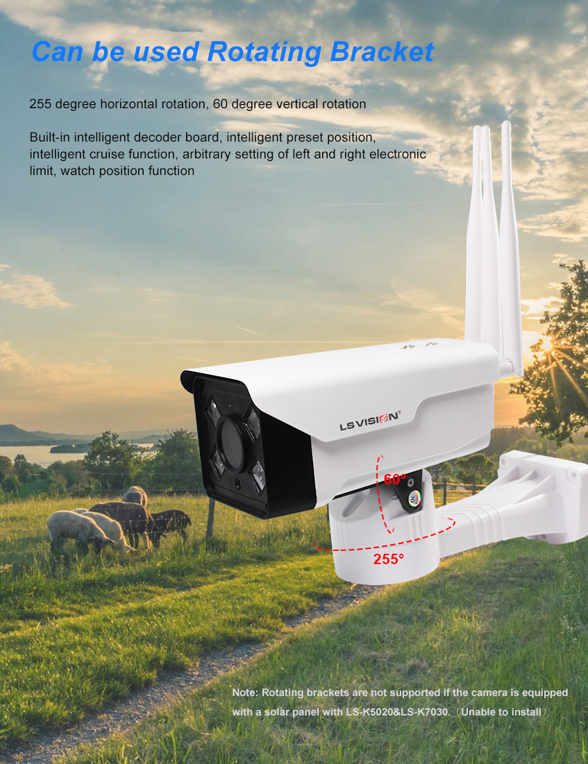 4g wifi 4g lte solar camera can with rotating bracket