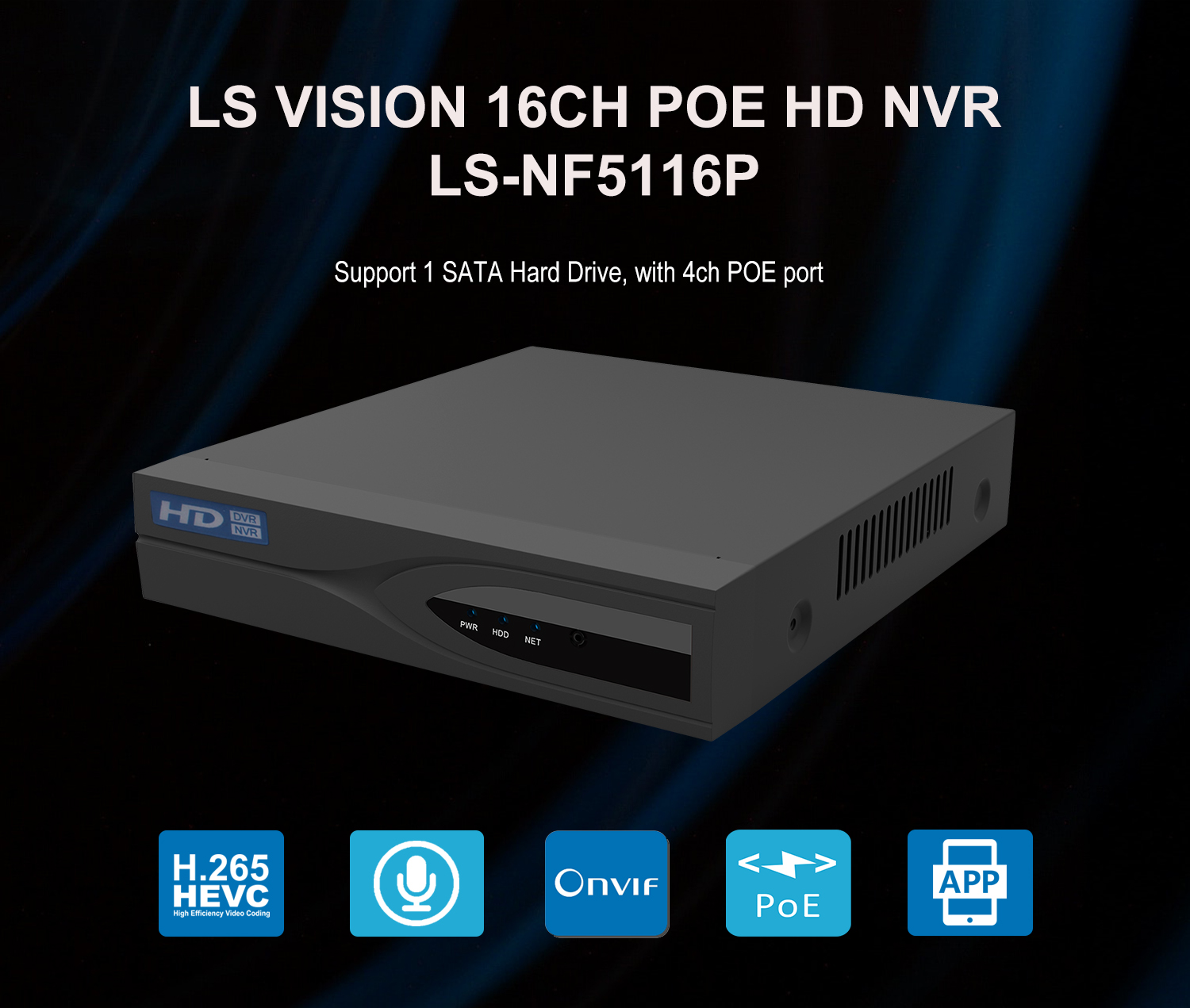 16ch 4k nvr with 4 POE port