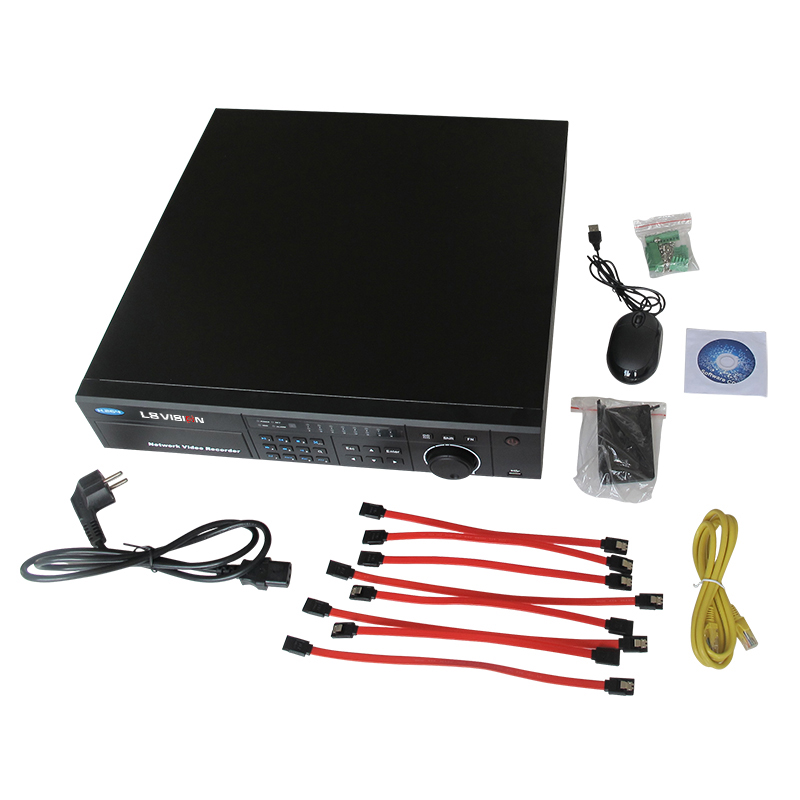 LS VISION 128 Channel 1080P @30fps Real Time HD NVR Network Video Recorder for P2P IP Camera Support 8 SATA with Alarm Function