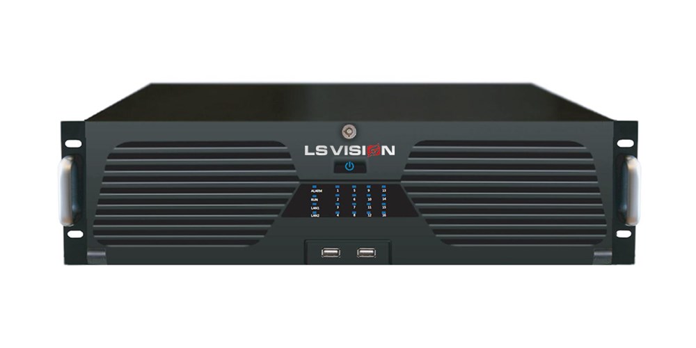 LS VISION 64CH 1080P 30fps HD Real Time NVR P2P IP Camera Network Video Recorder with Video Surveillance Software Support 16 SATA