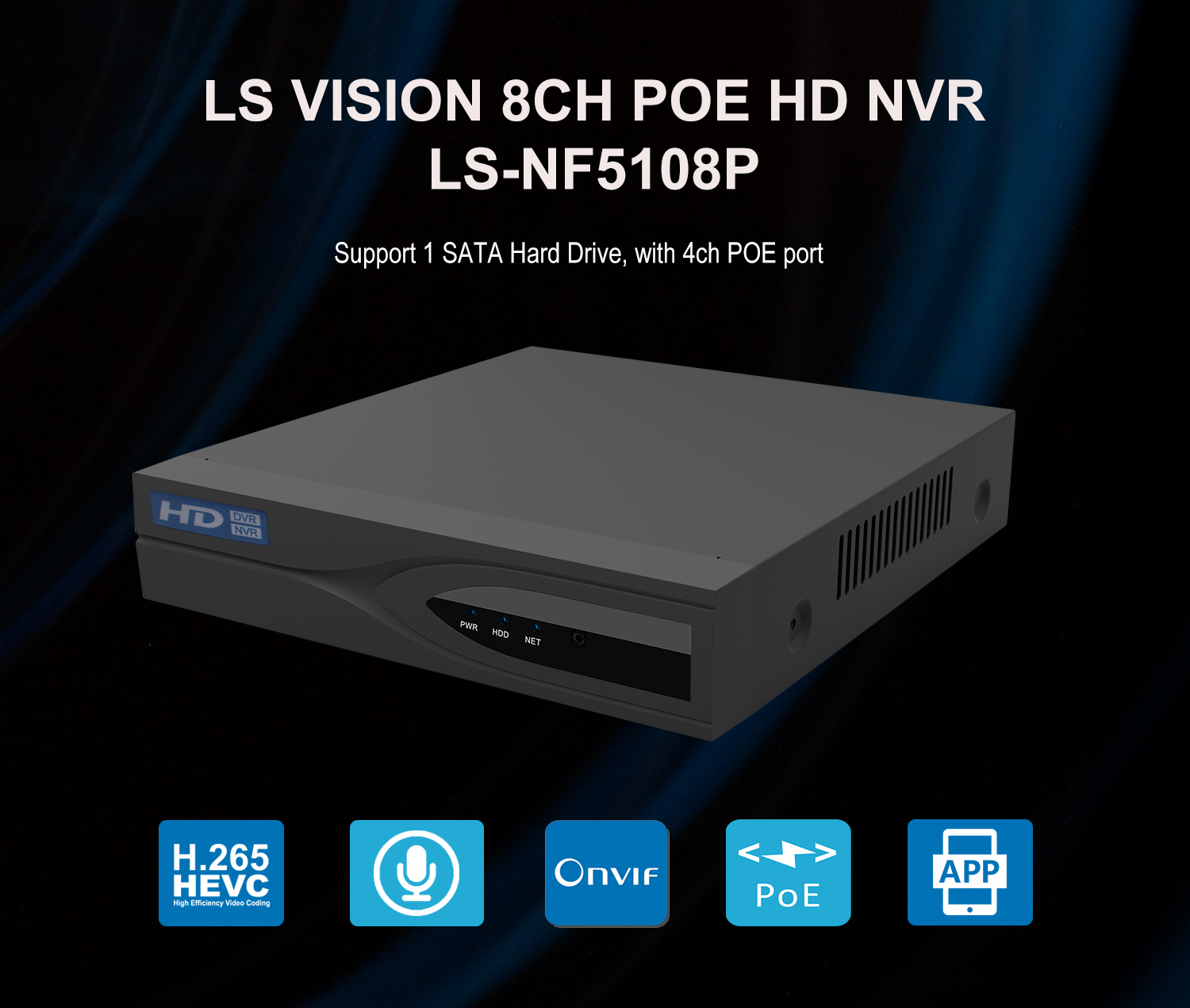 8CH POE HD NVR with 4 POE Port