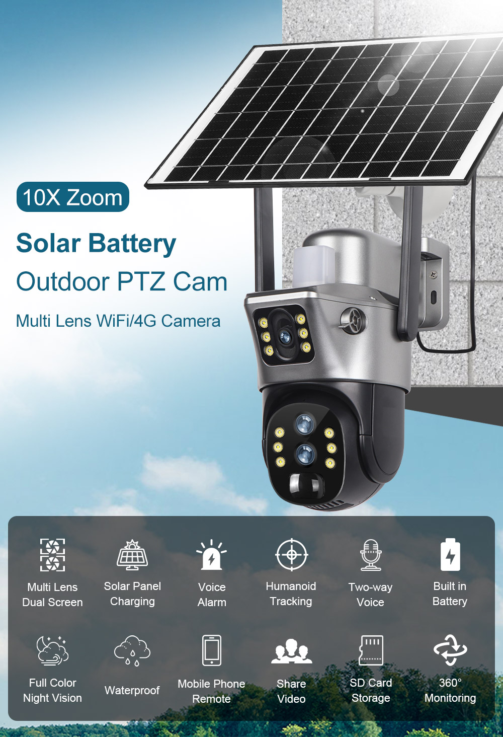 CCTV PTZ WIFI 4G Solar camera