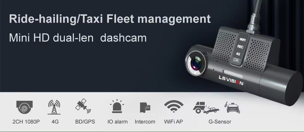 Ride hailingTaxi Fleet management Mini HD dual len dashcam 