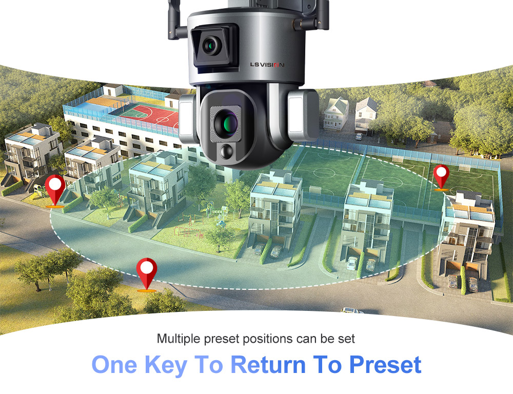 Solar camera with preset position