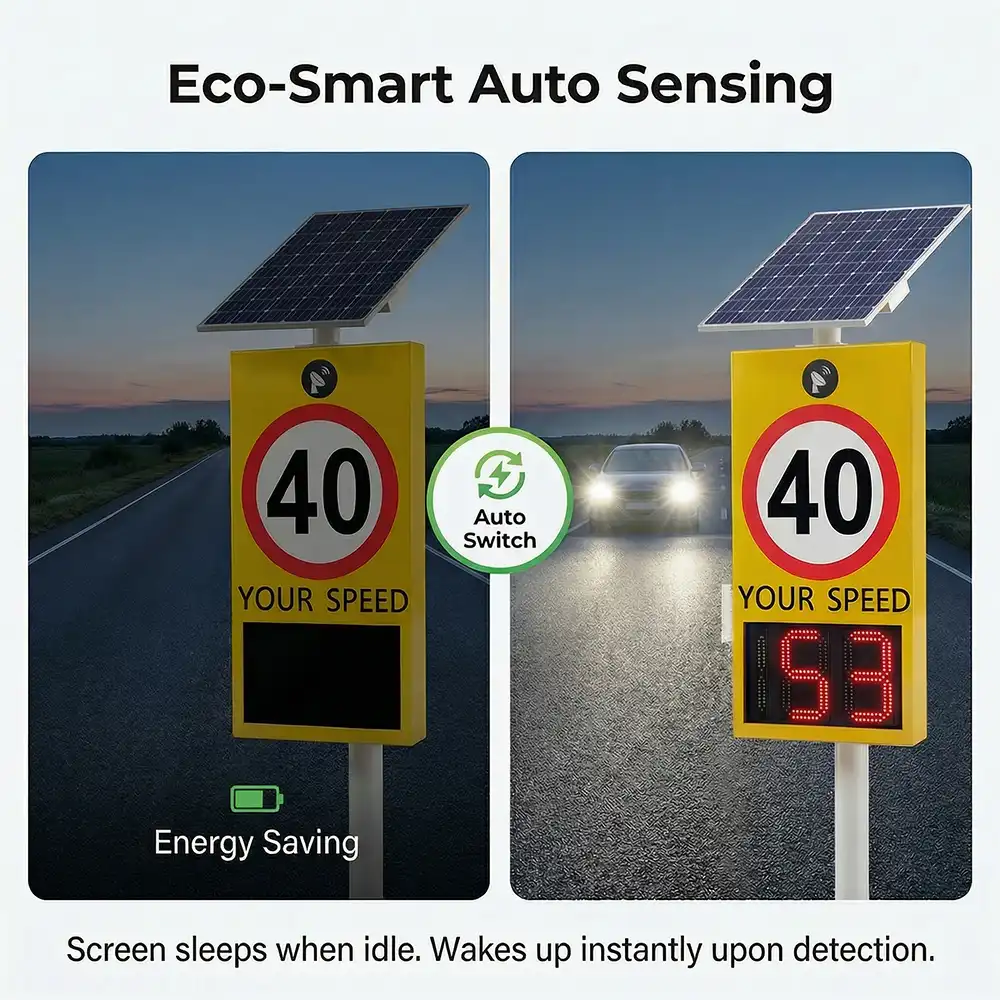 Solar Radar Speed Sign With Auto Sensing And Energy Saving Mode