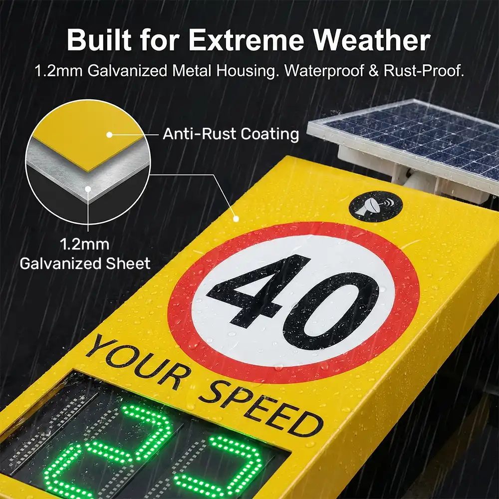 Solar Radar Speed Sign With Waterproof Anti Rust Metal Housing