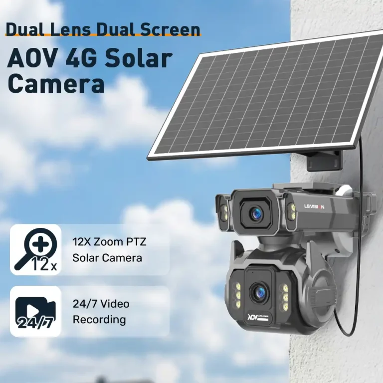 dual lens security camera with 12x zoom and dual screen monitoring